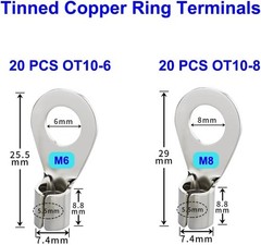 13mm Copper Braid Cable with Cold Pressed Terminals – 16.4ft for Electrical Work