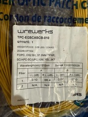 Lot 9 Wirewerks SC/APC-SC/UPC Fiber Optic Patch Cable OS2 10M Yellow OFNR