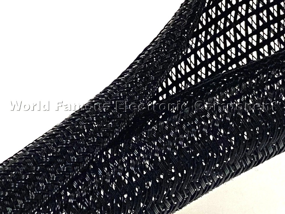 3.3Ft (1m) F6N0.25BK 1/4″ Black Split Braided Cable Sleeving , Split Loom , Wrap