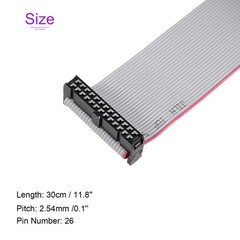 5 Pack Long 30CM 2.54MM Flat Ribbon Cable IDC 26 Pin Connector