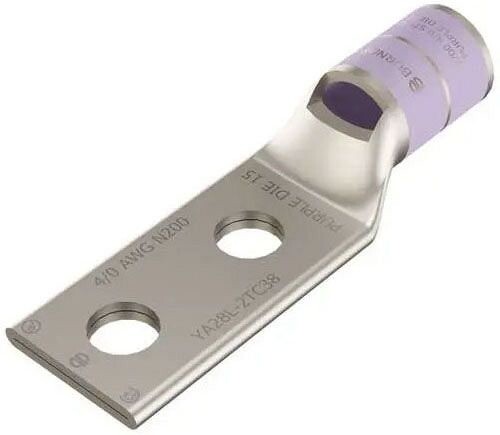 Burndy YA28-2LN, 4/0 AWG, 1/2″ Stud, Copper, 2-Hole, Compression Lug, 1 pc