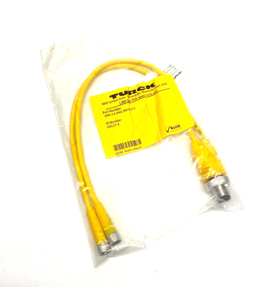 Turck VBRS 4.4-2PKG 3M-0.3/0.3 Molded Twin Junction Cable U0117-3