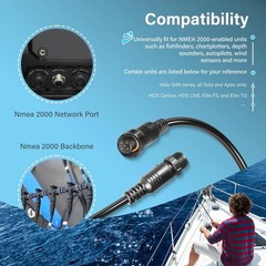 For NMEA 2000 15ft Extension Cable Fits Lowrance Simrad Garmin IP67 Waterproof