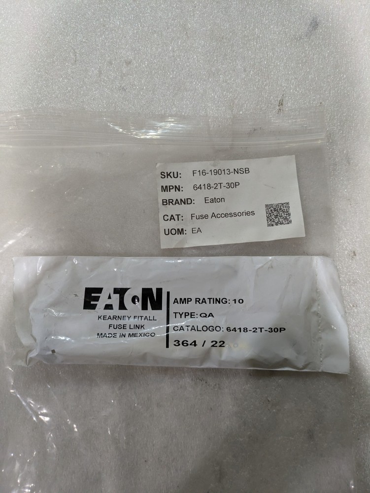 Cooper Kearney 6418-2T-30P Type QA Fuse Link 10A Eaton Power New
