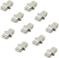 LC to LC Duplex Multimode Fiber Optic Adapter Coupler, Beige, 10 Pack