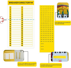 16 Sheets Breaker Panel Labels Electrical Box Sticker Numbers Breaker Panel L…