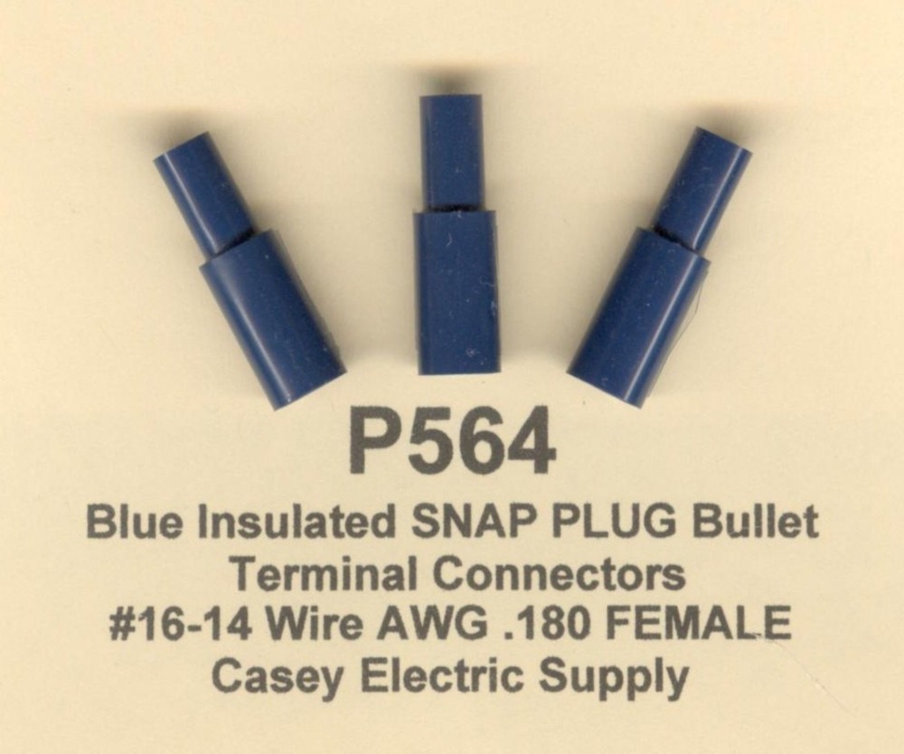 25 Blue Insulated SNAP PLUG Terminal Connector #16-14 Wire Gauge AWG .180 FEMALE