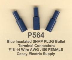 25 Blue Insulated SNAP PLUG Terminal Connector #16-14 Wire Gauge AWG .180 FEMALE