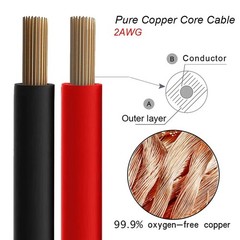 2/4 PCS Copper Battery Cable Wire with Lugs Auto Marine Inverter RV Solar 2AWG
