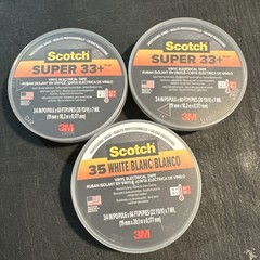 3 Scotch Electrical Tape Profesional Grade 3/4×66 Ft One 35 White, two 33+ Black