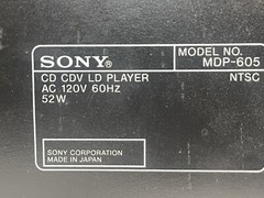 Sony MDP-605 Laserdisc Player CD CDV LD (POWERS ON) SOLD AS IS PARTS