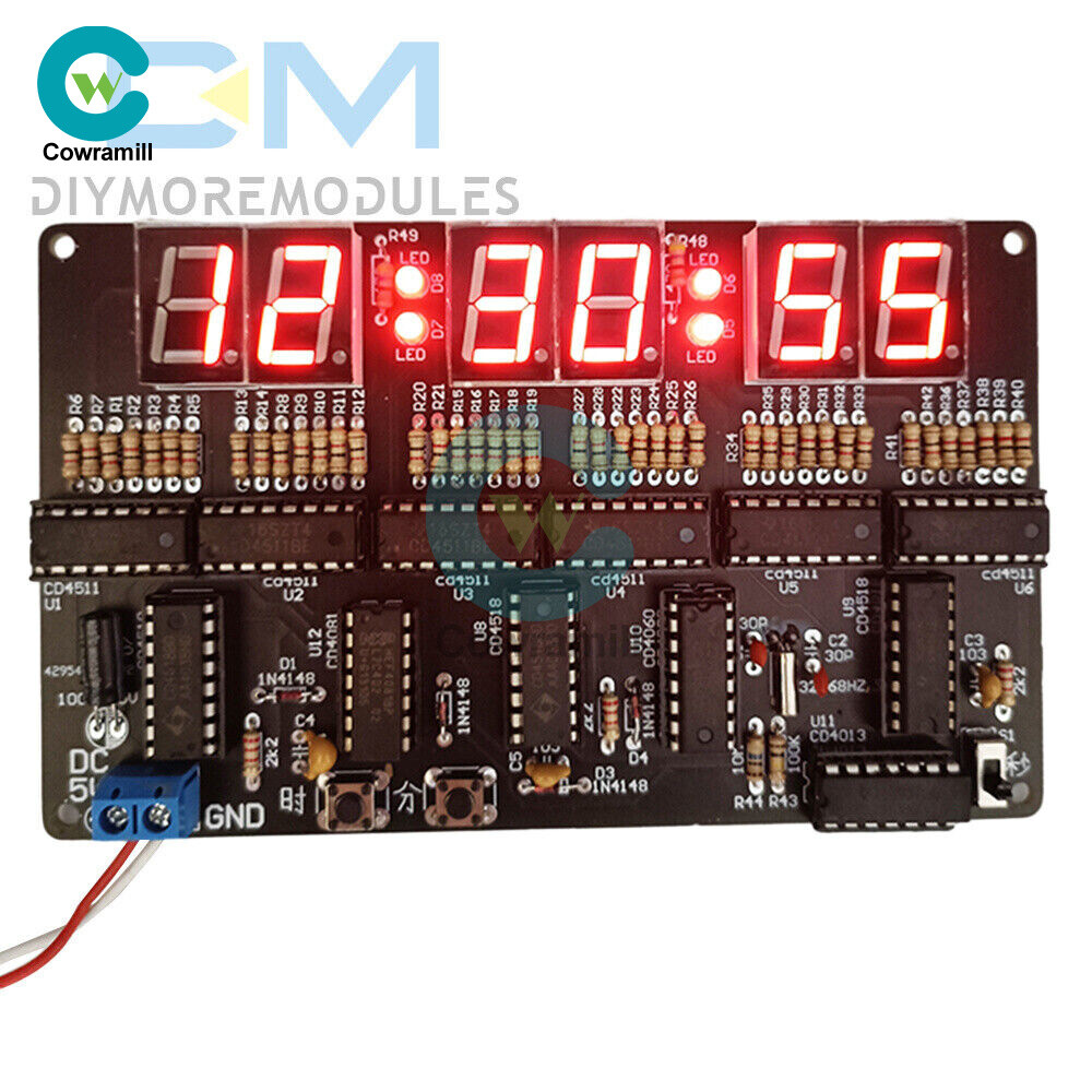 DC 4.5V-5.5V 6-bit Digital Circuit Clock Kit DIY Electronic Clock Teaching Kit