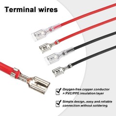 30Pcs Female Spade Crimp Terminal 6.3mm 10cm Wires