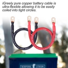 iGreely 2/0 AWG Battery Welding Cables,2/0 Gauge Copper Battery Wires 5/16′ 600V