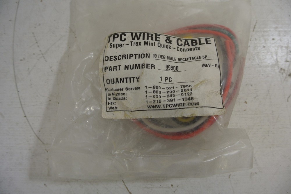 TPC Wire & Cable 89500 90 Deg Male Receptacle 5 Pole