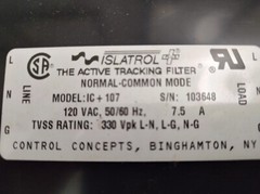 Control Concepts IC+107 Islatrol Active Tracking Filter 120VAC, 7.5A
