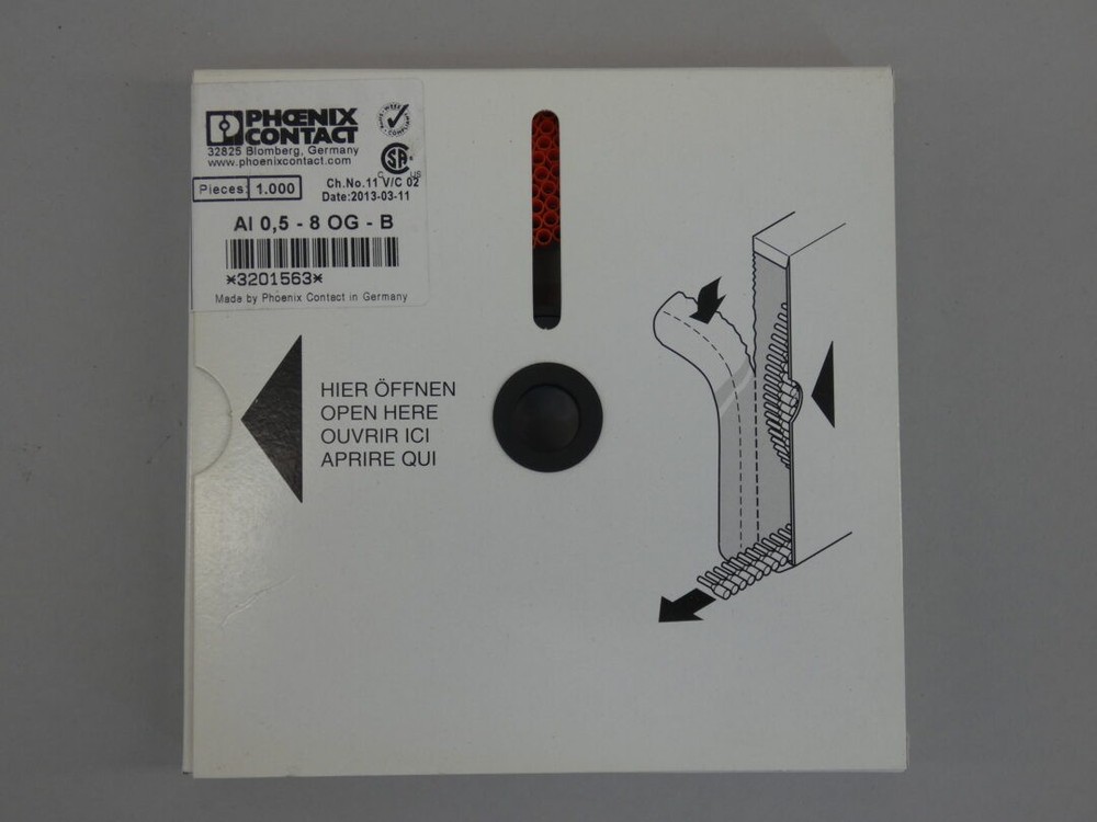 *1000 Pieces* Phoenix Contact AI 0,5 – 8 OG – B Ferrule Orange Cable End Slee…