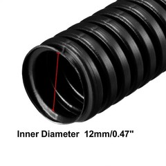 1.6 M 12×15.8 mm PP Flexible Corrugated Conduit Tube for Garden,Office Black
