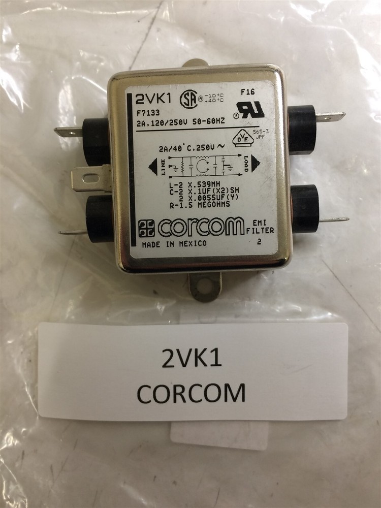 2VK1 CORCOM LINE FILTER 250VAC 2A Quick Connect Flange Mount 1 UNIT