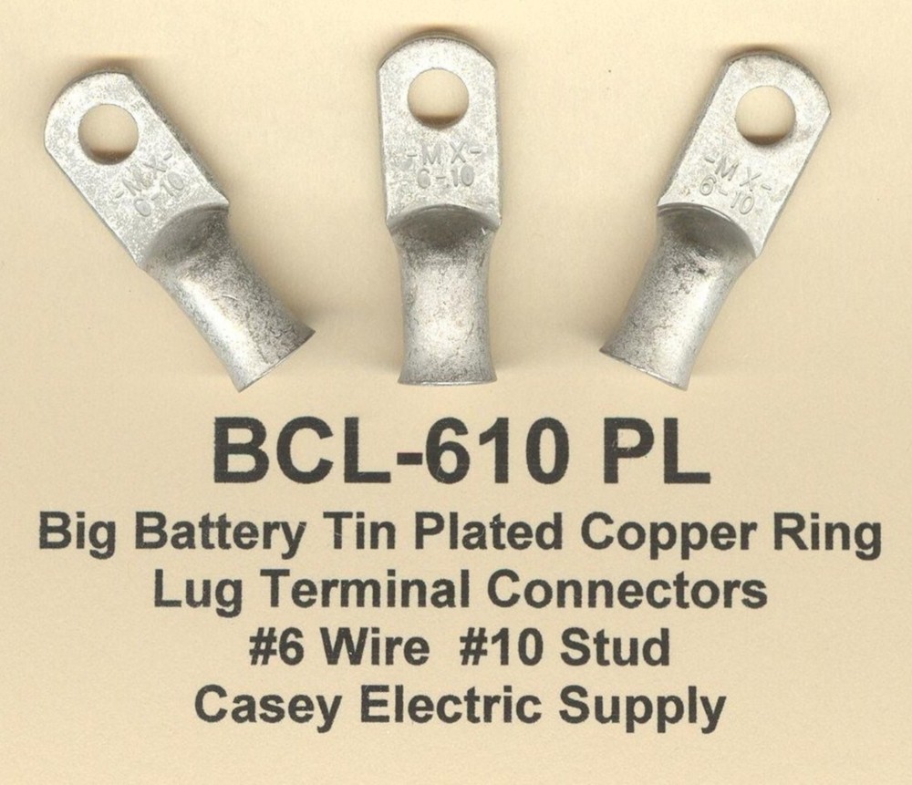 20 Battery Big TIN PLATED Copper RING Lug Terminal Connector #6 Wire Gauge #10