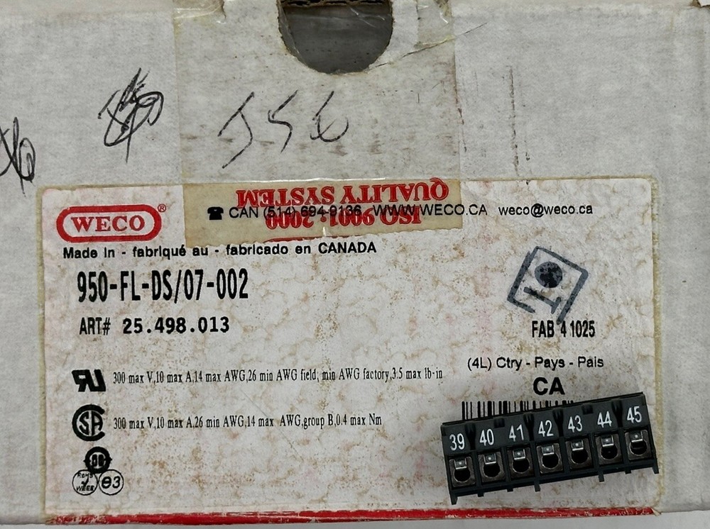 *Lot of 20* WECO 950-FL-DS/07-002 Terminal Block 7 Poles