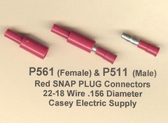 100 Red Insulated SNAP PLUG BULLET Connector & Receptacle #22-18 Wire Gauge USA