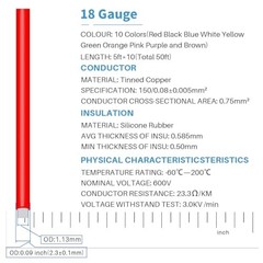 18 Gauge Silicone Wire Kit 10 Color Each 5 Ft Flexible Awg Stranded Tinned 50