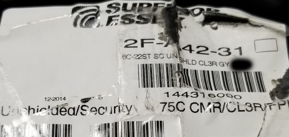 Superior Essex 22/6C Premises Security/Alarm/Control Cable CMR Riser Gray/100ft