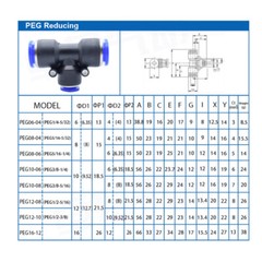 T Piece Adapter Pneumatic Push In Fittings Tee Connector Equal/Reducing Air Hose