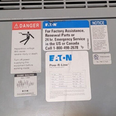 PRL4/PRL4B Eaton 3R 400A Max 3Ø 4W Panel PRL4N100 Neutral w/ HKD3400F & KT3400T