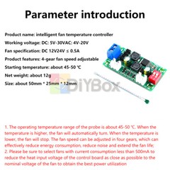 DC 12V 24V Fan Temperature Controller Module 4-Wire Speed Control Governor Board