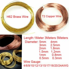 0.3/0.5mm – 3mm Pure Brass Wire Cu Copper Wire Uncoated Cable Guage 1/3/5 Meter