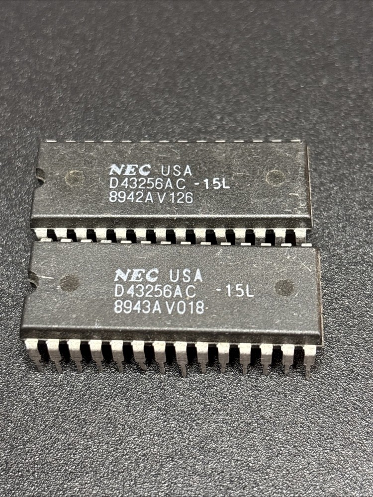 Pair NEC D43256AC-15L 8-Bit Static CMOS RAM 32,768 Word DIP-28 IC Chip @CPUCD