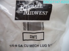 QTY=15:Kimball Midwest 8 1/0 AWG 5/16″Stud Straight Tongue Copper Mechanical Lug