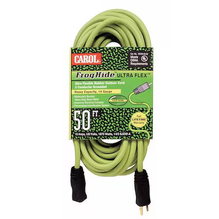Carol 06250.61.06L Sjow Extension Cord, 12 Awg, Outdoor, 12/3, 1 Outlets,