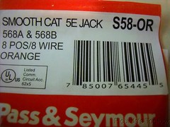 New Pass & Seymour Smooth Cat 5E Jack 8 POS/8 Wire Orange # S58-OR