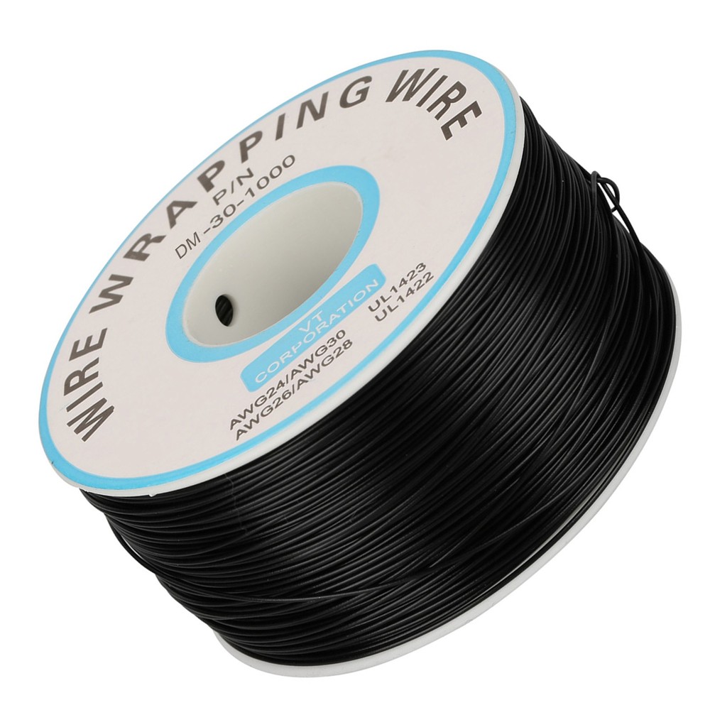 (Black)1Roll WiRe Wrapping Single Copper Wire Strand 30AWG Cable 0.25mm Core NY