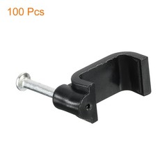 Cable Clips with Steel Nail, 100Pcs 14mm/0.55″ Plastic Cable Wire Clips, Black