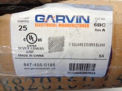 Qty = 50: GARVIN ELECTRICAL 6BC SQUARE BLANK FLAT DEVICE BOX COVER 6″