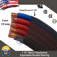50 FT. 1 1/2″ Black Expandable Wire Cable Sleeving Sheathing Braided Loom Tubing
