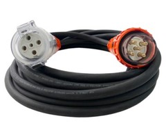 50 Amp 2m Extension Lead, 3 Phase, 5 pin, 415V 50A 2mt Cable 10mm² Rubber 3Ph