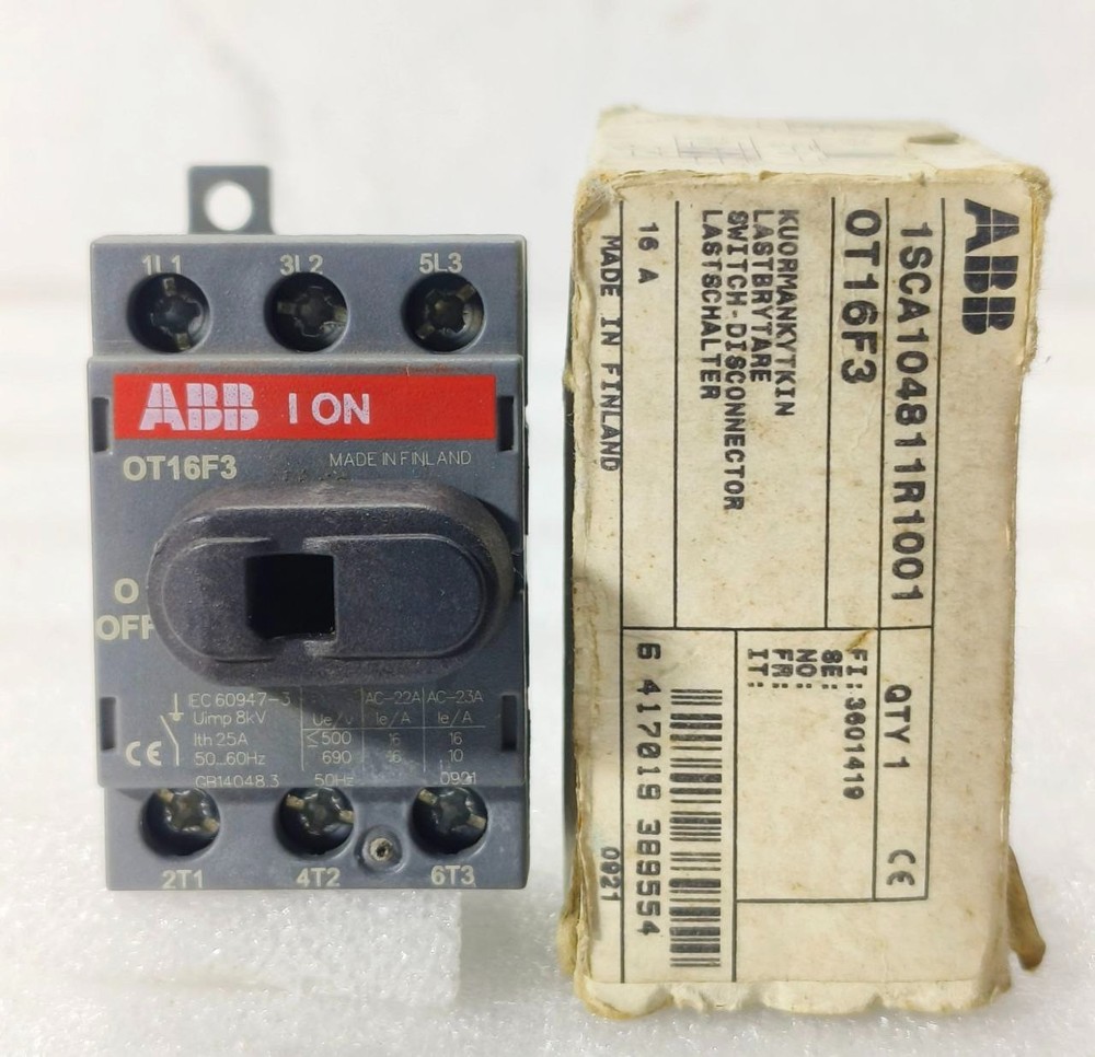 NEW🆕 ABB OT16F3 SWITCH DISCONNECTOR 16A 3-P NON-FUSED ISOLATOR 1SCA104811R1001