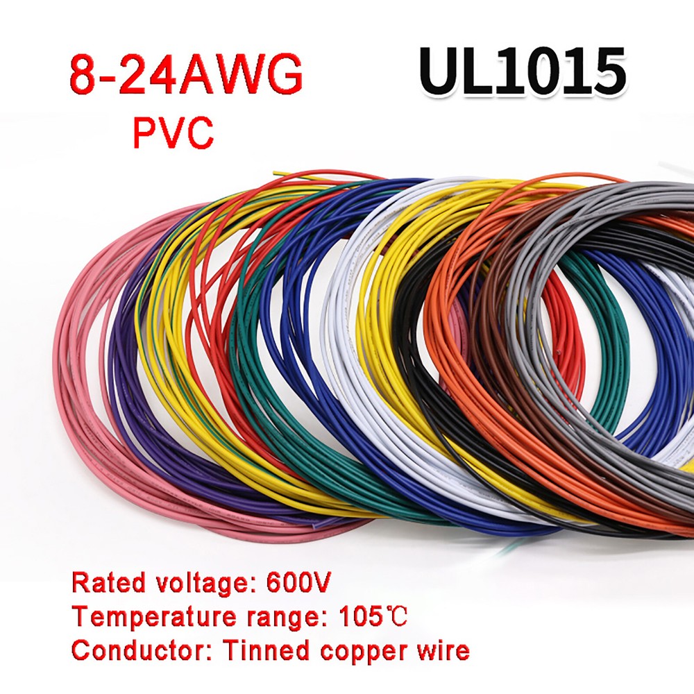 8AWG To 24AWG PVC Electronic Wire Cable UL1015 Tinned Copper Stranded Wiring