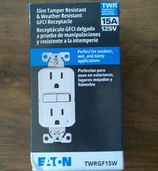 New EATON TWRGF15W Tamper & Weather Resistant Slim White GFCI Receptacle
