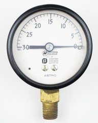 Vintage 2.5″ Moeller Negative Pressure Test Gauge 30-0 PSI Astro 212107 Brass