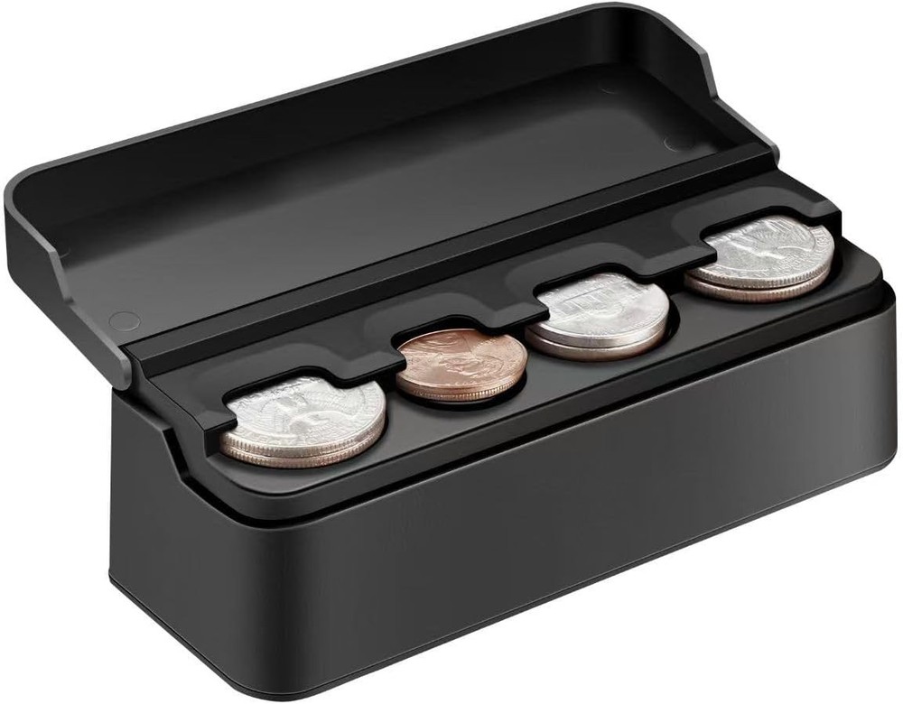 Dash-Mounted Coin Holder for Car, Compatible with Coins of Different Sizes, Fits