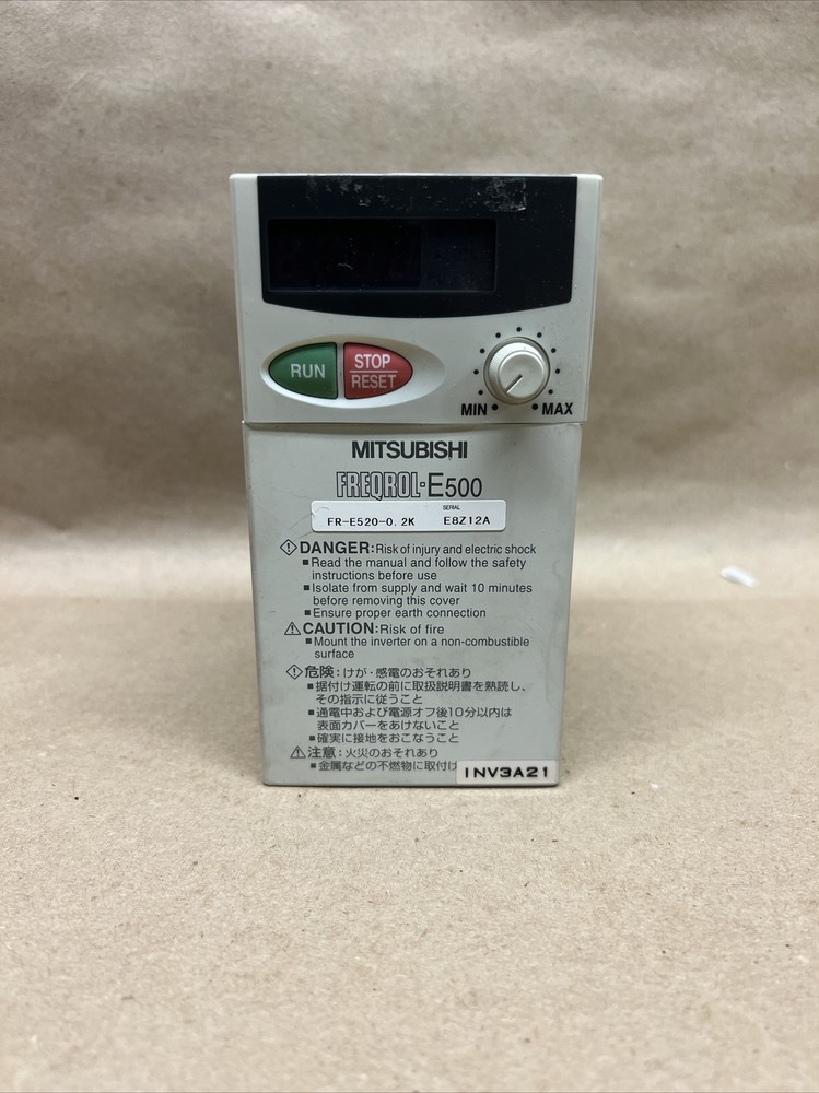 Mitsubishi FR-E520-0. 2K Inverter 1.5A Max 3 PH 200-240VAC 0.2kW