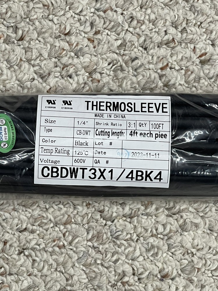 25 Pcs Heat Shrink BLACK – Adhesive-Lined Dual Wall 3:1 1/4” X 4ft