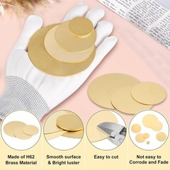 H62 Brass Circular Plate Metal Flat Foil Sheet Multiple Sizes Thickness 0.8-3mm
