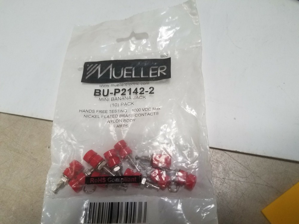 Mueller 10 pack Banana PLUG, Mini, 5A, Lot, Red NWK PN: BU-P2142-2
